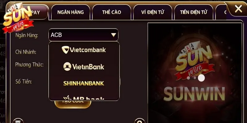 Mỗi hình thức giao dịch nạp tiền Sunwin cung cấp thêm hướng dẫn